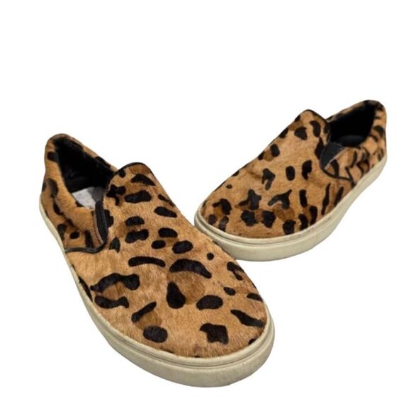 Steve Madden Sneakers Womens Size 7B Leather Upper Cow Hair Leopard Print - Picture 1 of 10